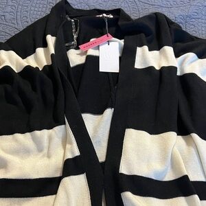 Andree Black and Cream Striped Women's Shrug